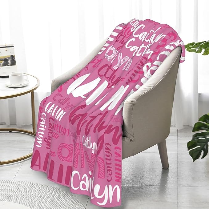 Dr.TOUGH Personalized Blankets with Name Customized Baby Blankets for Girls Boys Adults Monogrammed Blankets and Throws Christmas Birthday Mothers Fathers Valentines Day Gift (Petal Pink, 40''×50'')