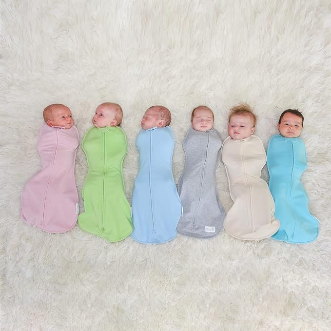 Woombie Original Baby Swaddling Blanket - Self-Soothing, Cotton Baby Swaddle with Zipper - Wearable Newborn Blanket, Sleepy Grey Chevron, 5-13 lbs
