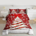 Feelyou Merry Christmas Comforter Set Twin Size Christmas Tree Bedding Set for Kids Boys Girls Snowflake Duvet Quilt Winter Bedroom Decor Microfiber 2 Pcs with 1 Pillow Cases