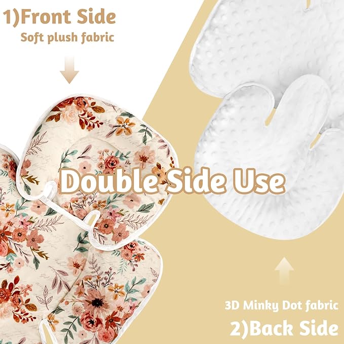 TANOFAR Infant Car Seat Head Support, Soft Baby Carseat Head & Body Support, Autumn Baby Car Seat Insert Cushion for Newborn Girls