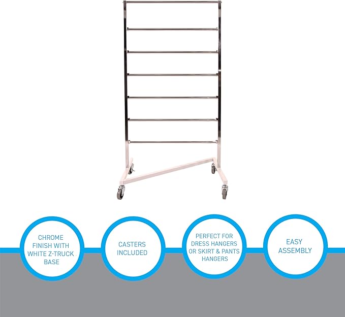 SSWBasics Z-Truck Clothing Hanger Storage System - Efficiently Organize Dress Hangers, Skirt, and Pant Hangers - 30" W x 22" D x 60½"H - Ideal for Retail, Resale, and Thrift Stores