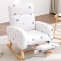 Rocking Chair Nursery with Foot Rest, Nursing Rocking Chairs for Mom Breastfeeding, Teddy Rocker Glider Chair with High Backrest for Living Room, Bedroom, Cow Printed White