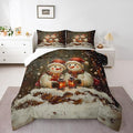 Manfei Kawaii Snowman Kids Comforter Set Queen Size,Dead Tree Winter Snow Romantic Bedding Set,Boys Girls Room Decor,Merry Christmas Down Comforter,Black White Duvet Insert,2 Pillowcases