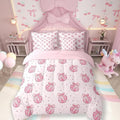 7 Pieces Bowknot Princess Kid Comforter Set Twin,Disco Crystal Ball Western Cowgirl Bedding Set,Star Bow Tie Sweet Romantic Pink Dreamy（Comforter+Fitted+Flat Sheet+2 Pillowcases+2 Throw Pillow Covers）