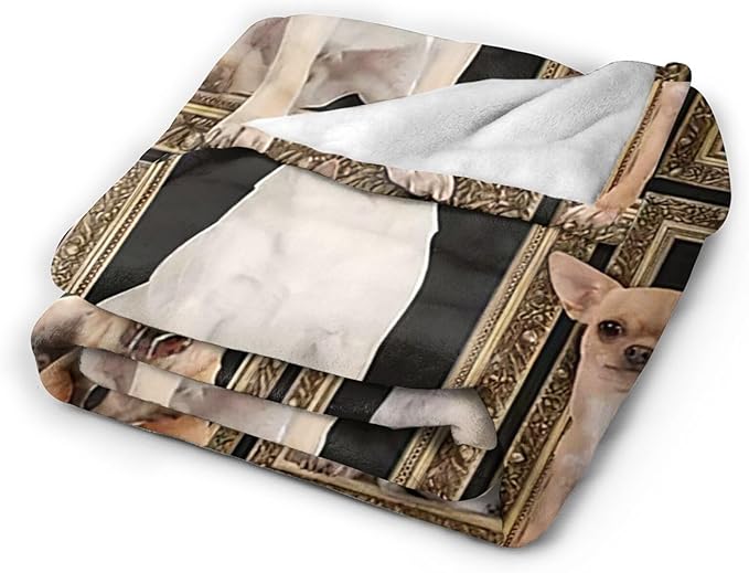 Cute Chihuahua Blanket for Girls Boys Funny Dog Throw Blankets Soft Cozy Warm Fuzzy Fleece Pet Bedding Flannel Throws Stuffed Animal Gifts for Chihuahua Lovers Kids Men Women Bedroom Decor 60"x50"