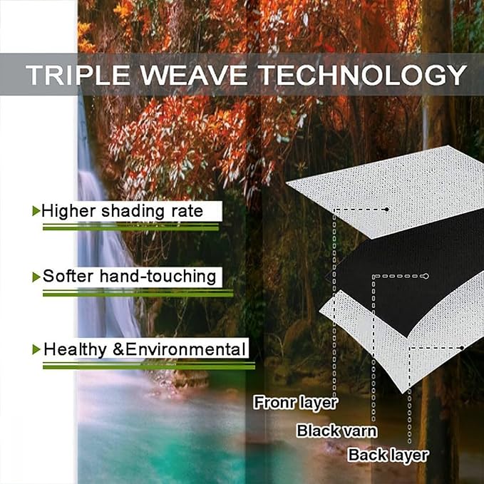 Autumn Forest Waterfall Blackout Curtains, Fall Leaves Trees Jungle Country Nature Landscape Window Drapes, for Bedroom Living Room 42" W X 63" L