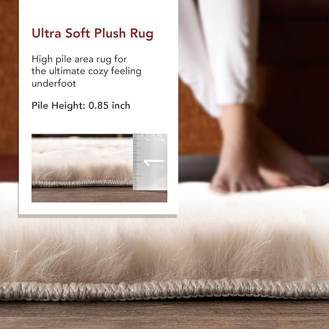 nuLOOM Nia White/Ivory, 6' x 9', Cozy Shag, Fluffy and Soft, High Traffic, Stain Resistant, Easy Clean, Durable Machine Washable Area Rug for Bedroom, Living Room, Dining, Den, Foyer, Entryway