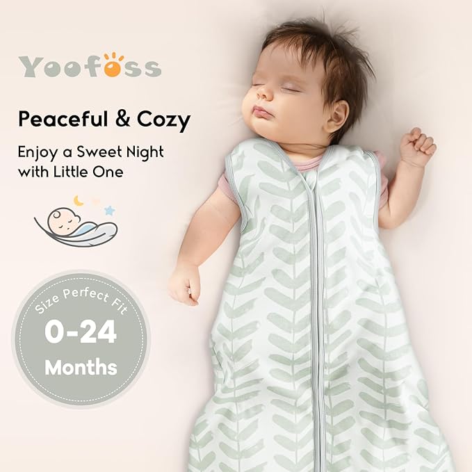 Yoofoss Baby Sleep Sack 6-12 Months 0.5 Tog Wearable Blanket for Baby, 3 Pack 100% Organic Cotton Infant Toddler Sleeping Sack 2-Way Zipper Lightweight Sleep Sack