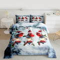 Feelyou Merry Christmas Comforter Set All Season Robin Bird Bedding Set with 2 Pillow Cases Snowflake Microfiber Kids King Bedclothes Winter Bedroom Decor Duvet Quilt Breathable Soft Lightweight