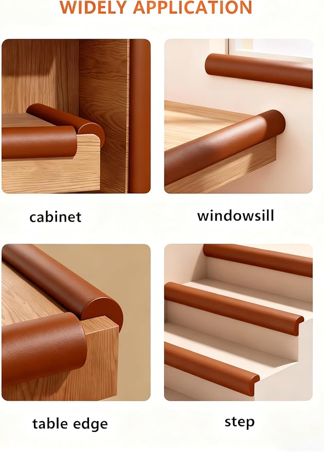 Baby Proof Edge Corner Protector, 6.56FT 0.47''Th L-Shape Furniture Corner & Edge Safety Bumpers with 6 Corners, Pre-Taped, Soft NBR Rubber Foam Desk Edge Cushion Wall Corner Protector（Coffee）