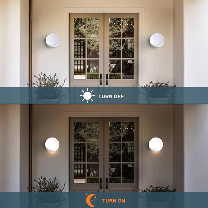 Hyunbae Modern LED Wall Sconce, 8'' Round Wall Lights Outdoor Hardwired Up and Down Wall Mount Light for House,Patio,Porch,Hallway Corridor Light Fixture, Outdoor Wall Lighting 3000K Warm White