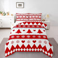 Feelyou Christmas Comforter Set Twin Size Xmas Tree Bedding Set for Kids Boys Girls Snowflake Heart Duvet Quilt Geometric Bedroom Decor Microfiber 2 Pcs with 1 Pillow Cases
