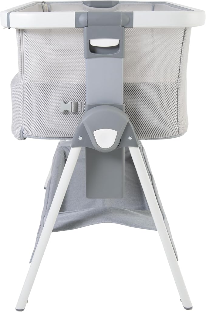 Venice Child California Dreaming Bedside Crib Bassinet w/Travel Case, Bamboo Bassinet Sheet, Removable Bamboo Compressed Cotton Mattress, Height Adjustable, Easy Clean (Gray)