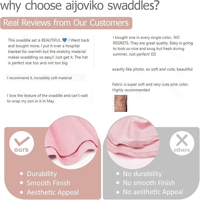 Newborn Swaddle Blanket with Hat Set Baby Swaddle Set Hospital Receiving Blankets for Girls Boys(Blush,35"*35")