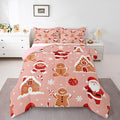 Feelyou Christmas Kids Comforter Set King Size Santa Bedding Set Gingerbread Man Duvet Quilt for Kids Boys Girls Bedroom Snowflake Decor Microfiber Ultra Soft Breathable