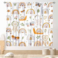 Boho Rainbow Curtains for Girls Bedroom, Bohemian Cute Lovely Butterfly Floral Rainbow Print Pastel Baby Kids Girls Bedroom Living Room Nursery Playroom Classroom Curtains for Windows, 63"x72" Inch