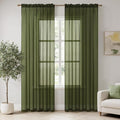 MIULEE 2 Panels Solid Color Sheer Window Curtains Elegant Window Voile Panels/Drapes/Treatment for Bedroom Living Room (54X72 Inches Olive Green)