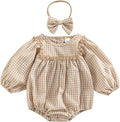 2pcs Infant Baby Girls Romper Dress Headband Long Sleeve Clothing Flowers Newborn Boho Girl Outfit Jumpsuit Clothes