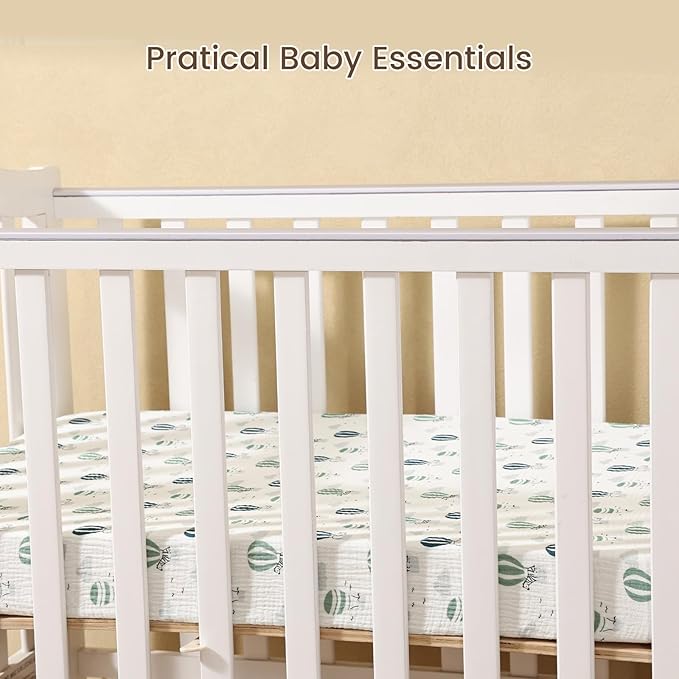 david's kids Muslin Mini Crib Sheets, 2 Pack Cotton Pack N Play Sheets for Boys Girls Neutral, Soft Breathable Baby Sheets Fit Pack N Play, Playard and Mini Crib Mattresses, Animals