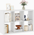 White Wooden 6 Cube Storage Organizer, White Tall Kid Book Shelf with 6 Cubby Storage Space, Kids Toys Organizer with 6 Cube Shelf for Playroom, Bedroom, Living Room, 14.6 × 43.8 × 30.7