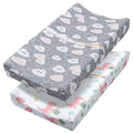 Changing Table Pad Cover Elastic Changing Pad Cover Premium Baby Changing Pad Cover 2 Pack for Boys Girls Soft and Comfortable (Dinosaur Eggs and Cloud Babies)