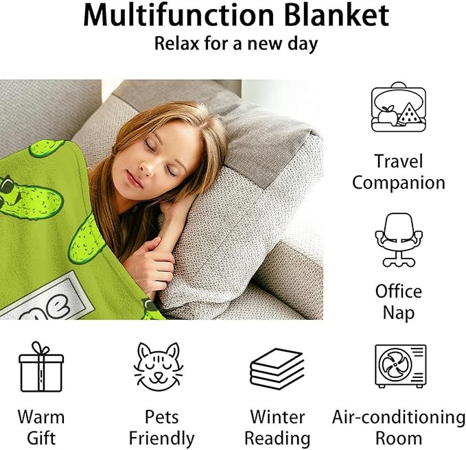 Custom Pickle Throw Blanket for Baby - 30x40 Inches Lap Size - Soft Fluffy Cozy Blankets Gift - Green Funny Blanket Throws for Couch, Work