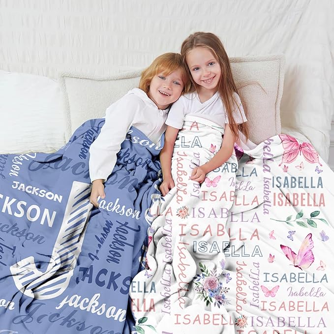 Ships Next Day, Personalized Blanket for Teen Boys Girls, Custom Blanket with Name Customized Flannel Throw Christmas Birthday Blanket Gifts for Kids or Adult