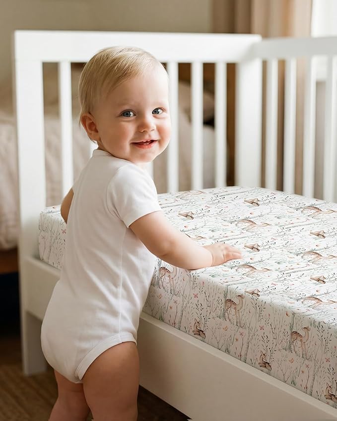 Looxii Baby Crib Sheets for Boys Girls, 3 Pack Fitted Crib Sheet for Standard Crib and Toddler Mattress, Ultra Soft Breathable Microfiber Baby Sheet 52x28x8in