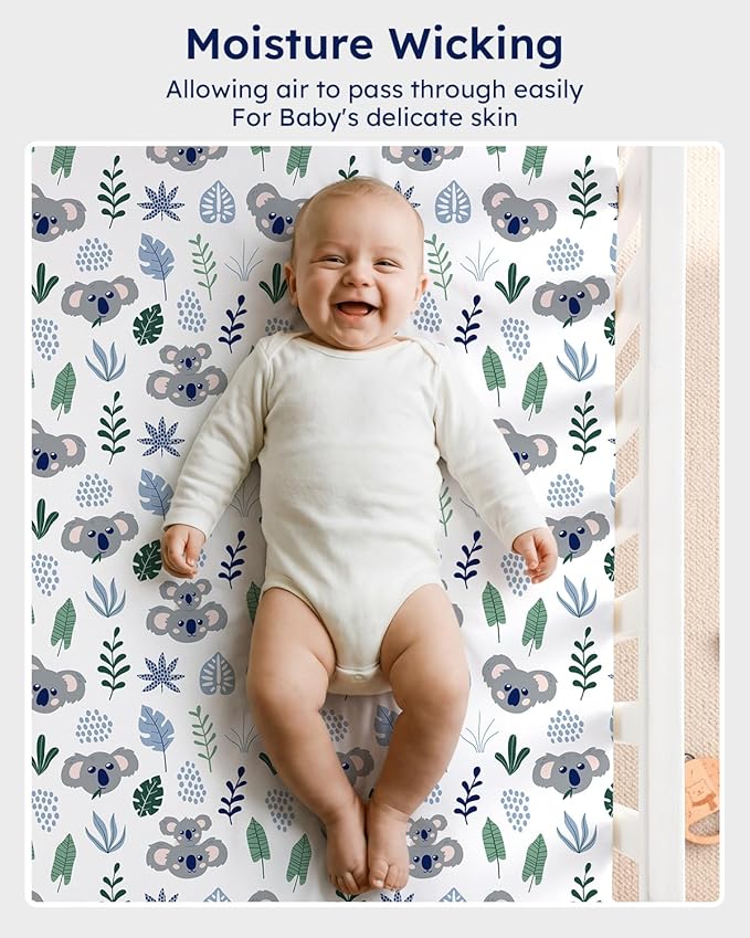 Looxii Baby Crib Sheets for Boys Girls, 3 Pack Fitted Crib Sheet for Standard Crib and Toddler Mattress, Ultra Soft Breathable Microfiber Baby Sheet 52x28x8in