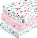 PHF 3 Pack Soft Mermaid Crib Sheets Fitted, Silky Comfy Breathable Baby Sheets for Boys Girls Neutral, 28x52 Inches Fits Standard Crib and Toddler Mattresses, Mermaid