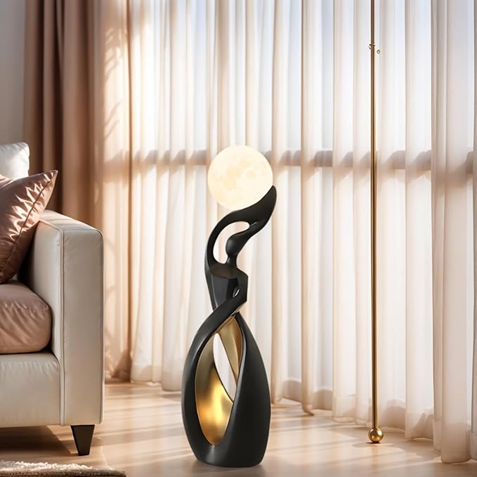 Bofea-Modern Minimalist Floor Lamp,Creative Nordic Living Room Bedside Bedroom with 3D Moon Tall Lights,Art Decoration Lamp for Bedroom Girls Room, Dresser, Office.
