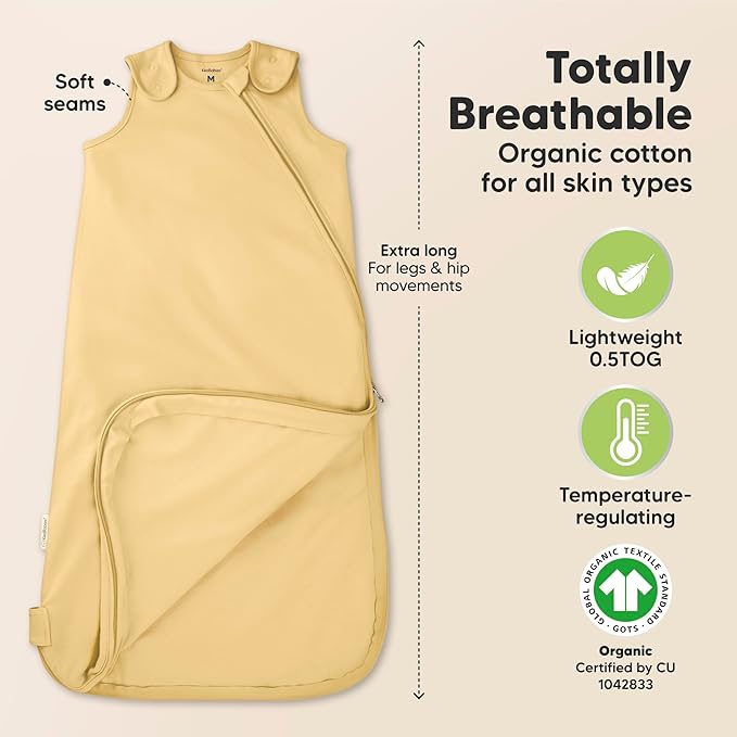 2-Pack Organic Baby Sleep Sacks, 100% Cotton - Soft & Breathable 0.5TOG Baby Wearable Blanket, Toddler Sleeping Sack 0-6 months, Easy to Wear Transitional Swaddles for Newborns, Infants (Nordic, S)