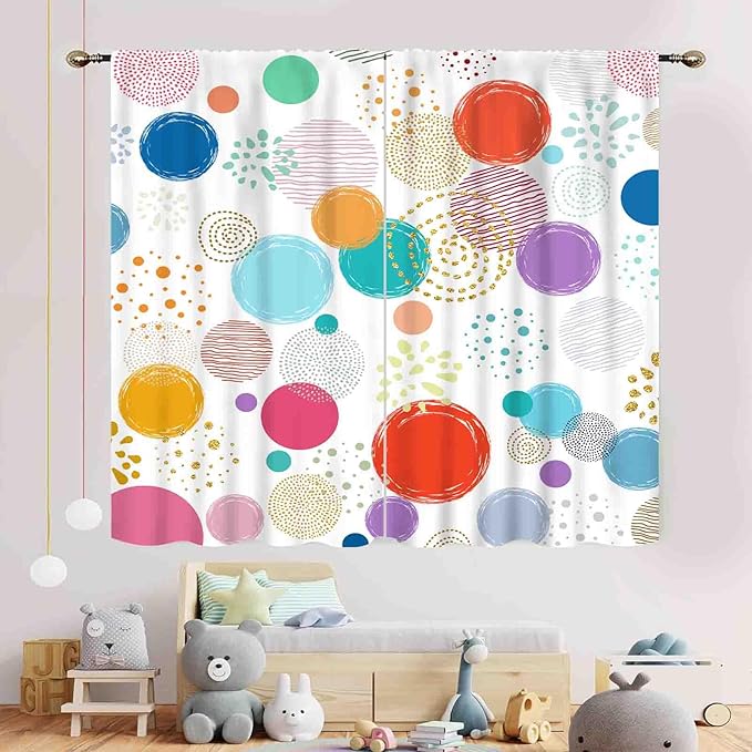 Rainbow Curtains for Girls Bedroom, Boho Rianbow Quotes Inspirational Motivational Positive Colorful Galaxy Pink Purple Window Drapery for Baby Kids Living Room Nursery Classroom, 63"x72" Inch