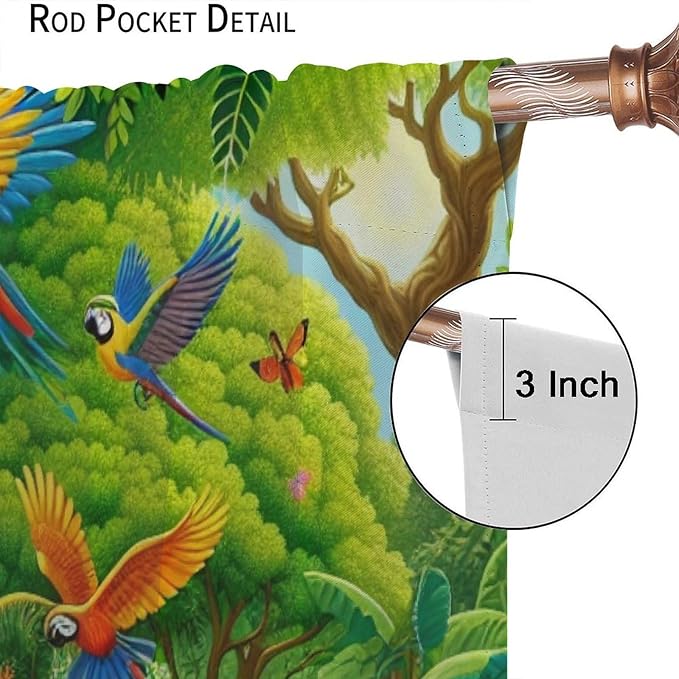 Animals Window Curtain Cartoon Jungle Forest Elephant Lion Print Curtains for Kids Boys Girls Nursery Baby Bedroom Playroom Home Decor Window Drapes 42" W X 45" L