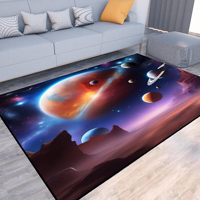 6' x 9' Space Rug for Boys Room Galaxy Rugs Planet Alien Desert Carpet Printed Throw Rugs for Kids Children Living Room,180x275cm