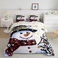 Feelyou Kids Christmas Theme Decorations Bedding Set Xmas Snowman Comforter Set for Boys Girls Snowflake Kawaii Cute Comforter Beige Golden Quilt Set Bedroom Collection Toddler Size