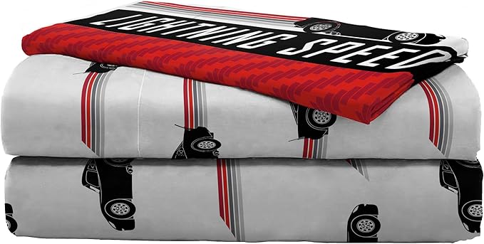 Jay Franco Disney Pixar Cars Racing Machine 5 Piece Twin Bed Set - Includes Comforter & Sheet Set - Bedding Features Lightning McQueen - Super Soft Fade Resistant Microfiber (Official Product)