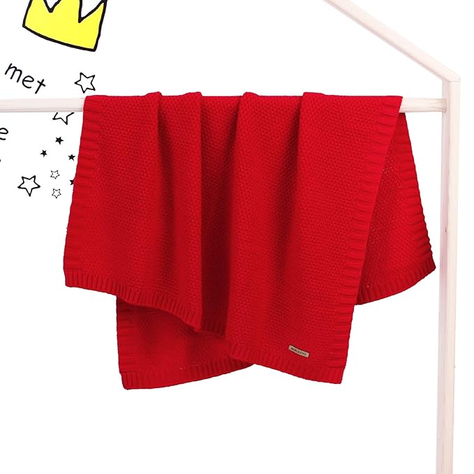 mimixiong Baby Blanket Knit Toddler Blankets for Boys and Girls Red 40 x30 Inch