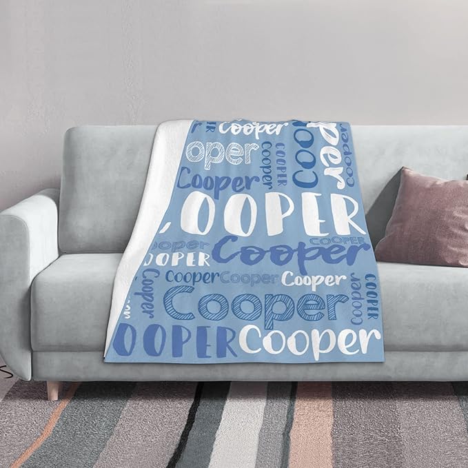 Dr.TOUGH Personalized Blankets with Name Customized Baby Blankets for Girls Boys Adults Monogrammed Blankets and Throws Christmas Birthday Mothers Fathers Valentines Day Gift (Sky Blue,60''×80'')