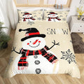 Manfei Kids Snowman Duvet Cover Set Queen Size, Black Snowflake Xmas Comforter Cover with 2 Pillowcases, Christmas Theme Bedding Set 3pcs for Boys Girls Adults New Year Bedspread Cover,No Comforter