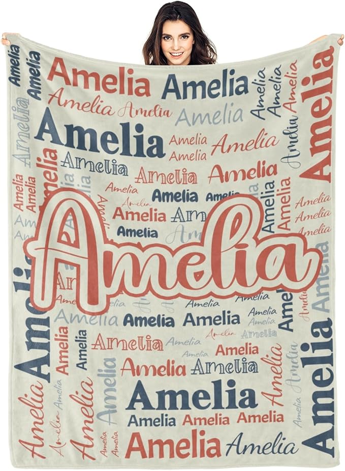 Dr.TOUGH Personalized Blanket for Adult Kids with Name Customized Blankets Personalized Throw Blanket for Christmas Birthday Gifts
