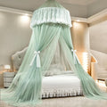 AIKASY Princess Bed Canopy for Girls – Double Layer Sheer Mesh Dome with Romantic Lace Trim, Dreamy Mosquito Net Tent for Twin/Full/Queen/King Beds(Mint Green)
