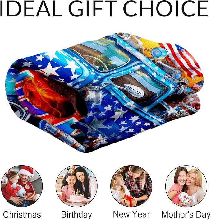 Custom Boys Blanket for Blue Truck Lovers - 30" x 40" Inches Warm Fuzzy Throw Blanket Gift - Comfortable Toddler Throw for Sofa, Couch, Lap