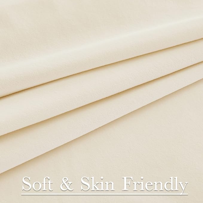 StangH Velvet Curtains 62x84 inches Long for Living Room Sliding Door, Ivory White Light Dimming Heat Resistant Privacy Drapes for Bedroom Nursery Room, W62 x L84, 2 Panels