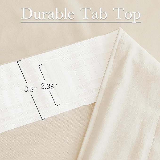 StangH Curtains Ivory White Velvet, Thermal Insulated Room Darkening Drapes for Bedroom, Living Room & Home Theater, Rod Pocket Back Tab Style, 2 Panels, 52 x 63 Inches