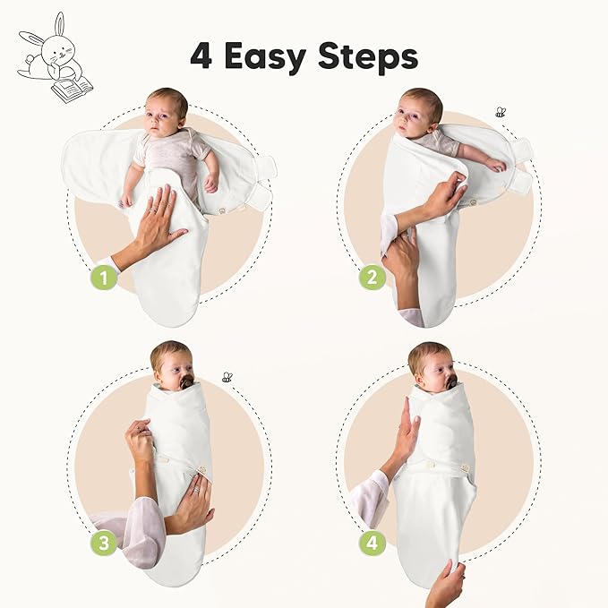 KeaBabies 3-Pack Swaddles for Newborns, Girls, Boys with Hats - Organic Soft Baby Sleep Sacks, Breathable Baby Swaddle 3-6 Months Beanies Set, Premie Infant Sleep Sack 0-3 Months (Soft White)