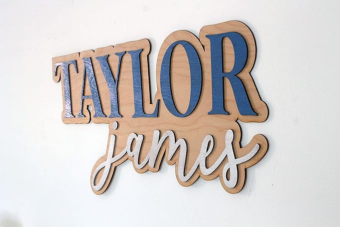 Large Wood Nursery Sign | Nursery name sign for Kids | Custom Wood Name Sign | 3D Wood Baby Name Sign (Yellow)