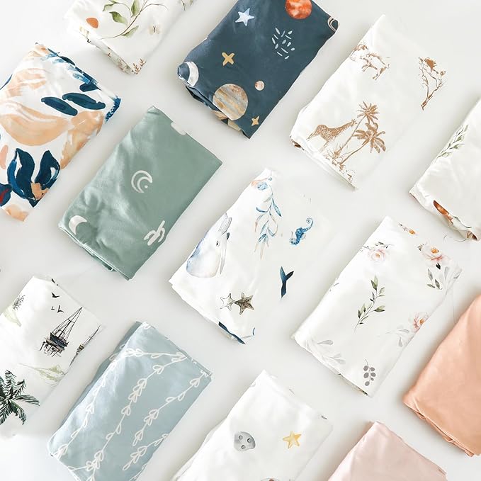GRSSDER Stretchy Ultra Soft Jersey Knit Pack and Play Sheets 2 Pack, Portable/Mini Crib Sheets Universal Fitted for Playpen Mattress Safe and Snug, Cute Elk Animals Print