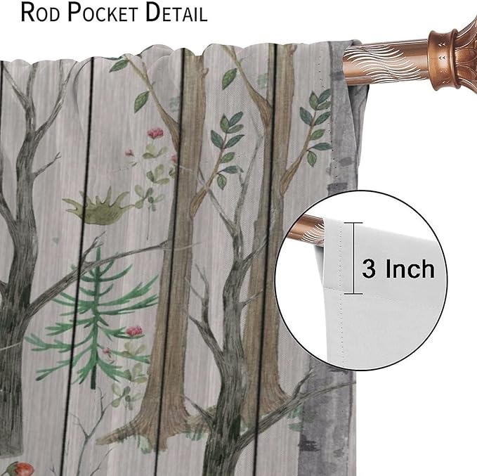 Forest Animal Curtains,Winter Dry Branches Pine Tree Moose Bear Animal Print Curtains for Children Boys and Girls Bedroom Living Room 84x84in