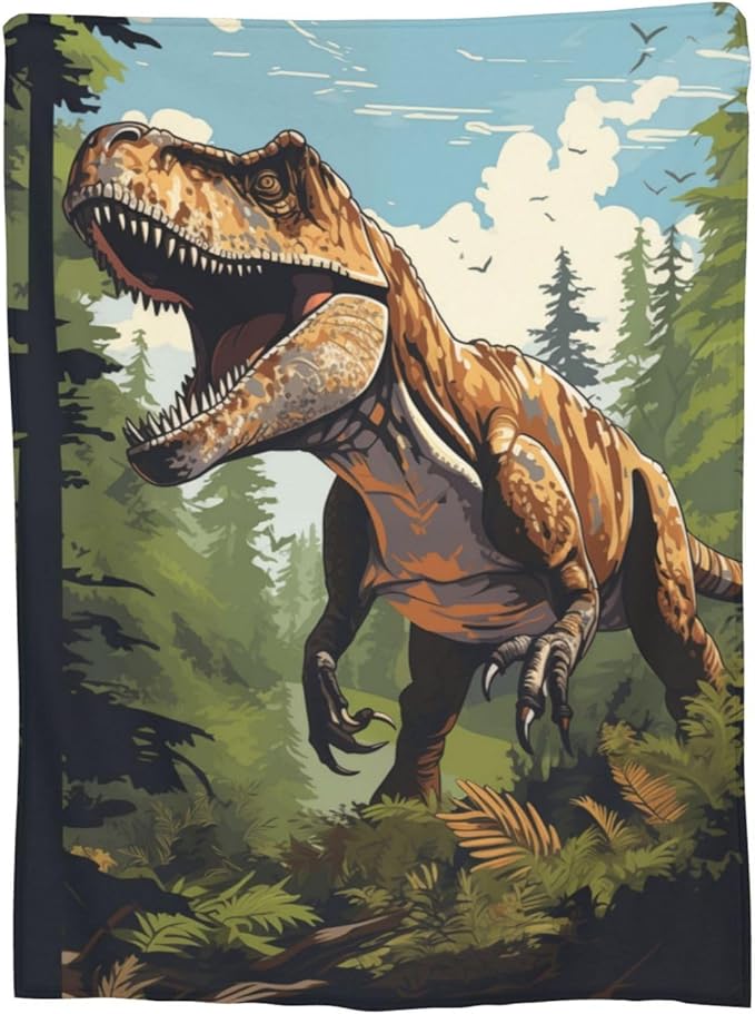 Dinosaur Blanket Gifts for Boys Kids Jurassic Tyrannosaurus Dino Flannel Throw Blankets for Home Couch Bed Sofa Soft Fuzzy Lightweight Decor All Season 50x40 Inches